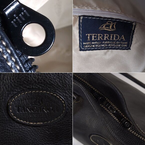 Terrida Tangaroa Black Leather Weekender Travel Tote Bag - Picture 10 of 13